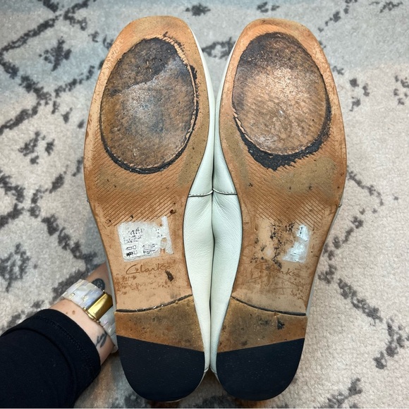 CLARKS Pure2 Genuine Leather Ivory Work Preppy Classic Loafers Mules Flats - Picture 8 of 9